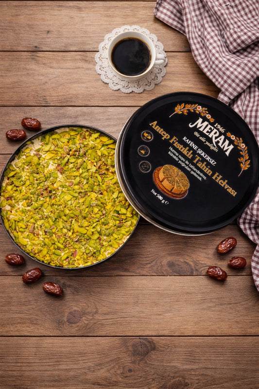 Rafine Şekersiz Antep Fıstıklı Tahin Helvası (500 gr)