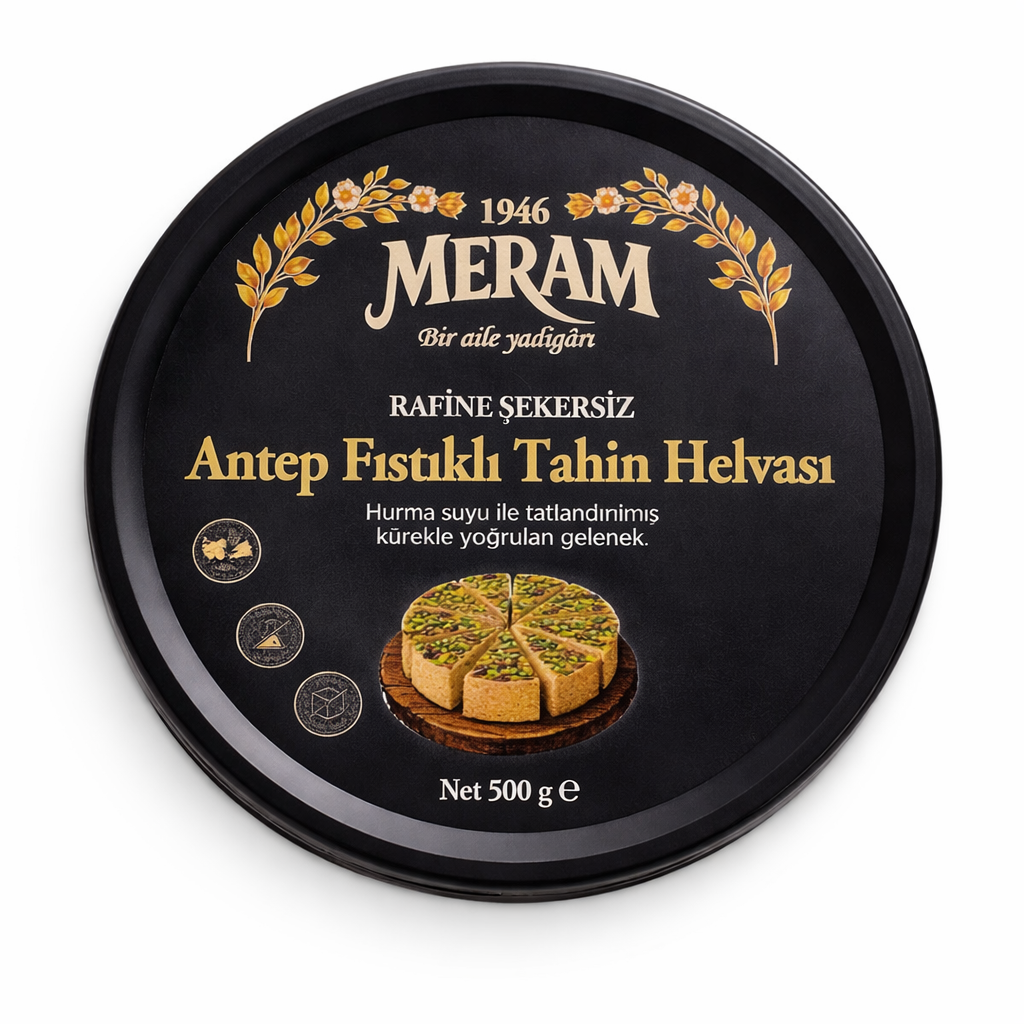 Meram Helva 1946 Rafine Şekersiz Antep Fıstıklı Tahin Helvası