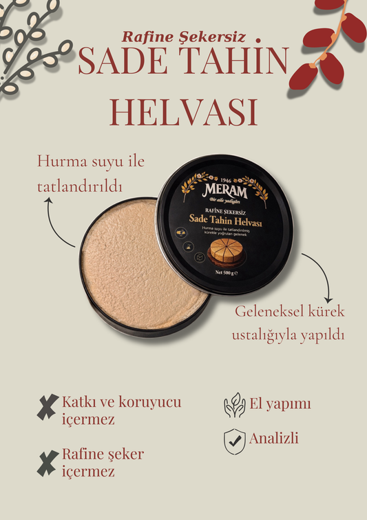 Rafine Şekersiz Sade Tahin Helvası(500 gr)