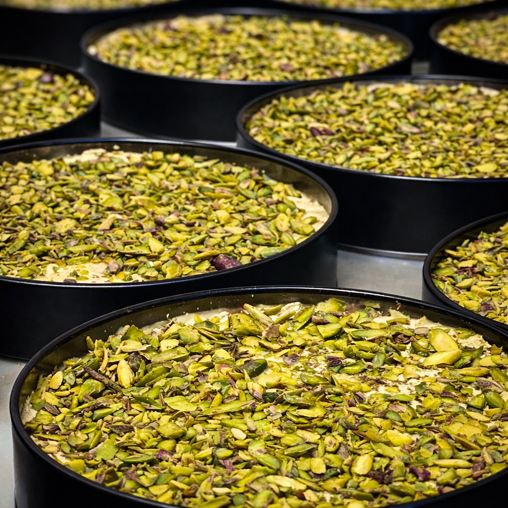 Meram Helvanın analizli yerli susamdan yapılan şeker ilavesiz Antep fıstıklı tahin helvası